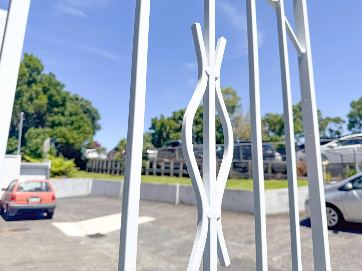 Trendi steel security gate with contemporary design for residential entrances