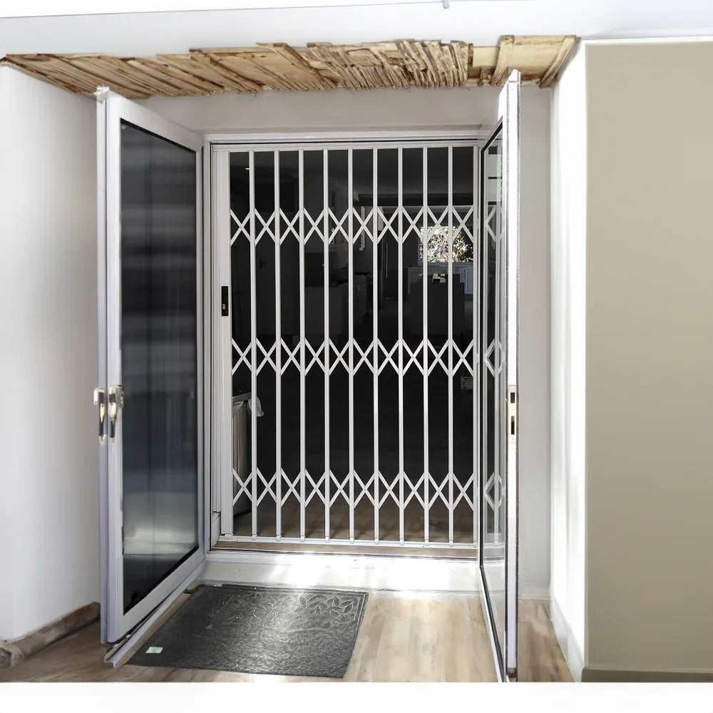 Aluglide Retractable Security Gate 1500mm Wide x 2150mm High (A) - Commercial, Doors, Gates, Residential, Retractable Security Gate - White DIY XPANDA