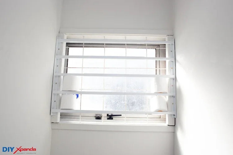 Extendable window bars with 5 square steel security bars for residential window protection