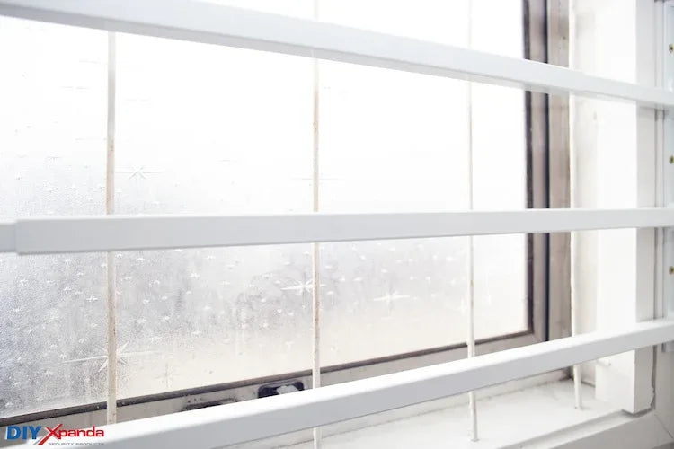 Extendable window bars with 5 square steel security bars for residential window protection