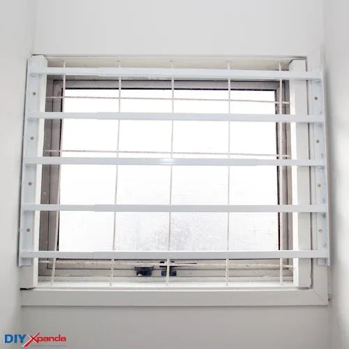 Extendable window bars with 5 square steel security bars for residential window protection