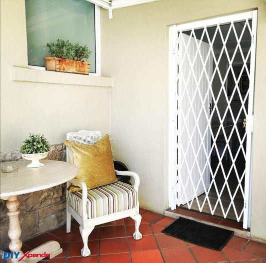 Saftidor retractable security grille installed on residential doorway