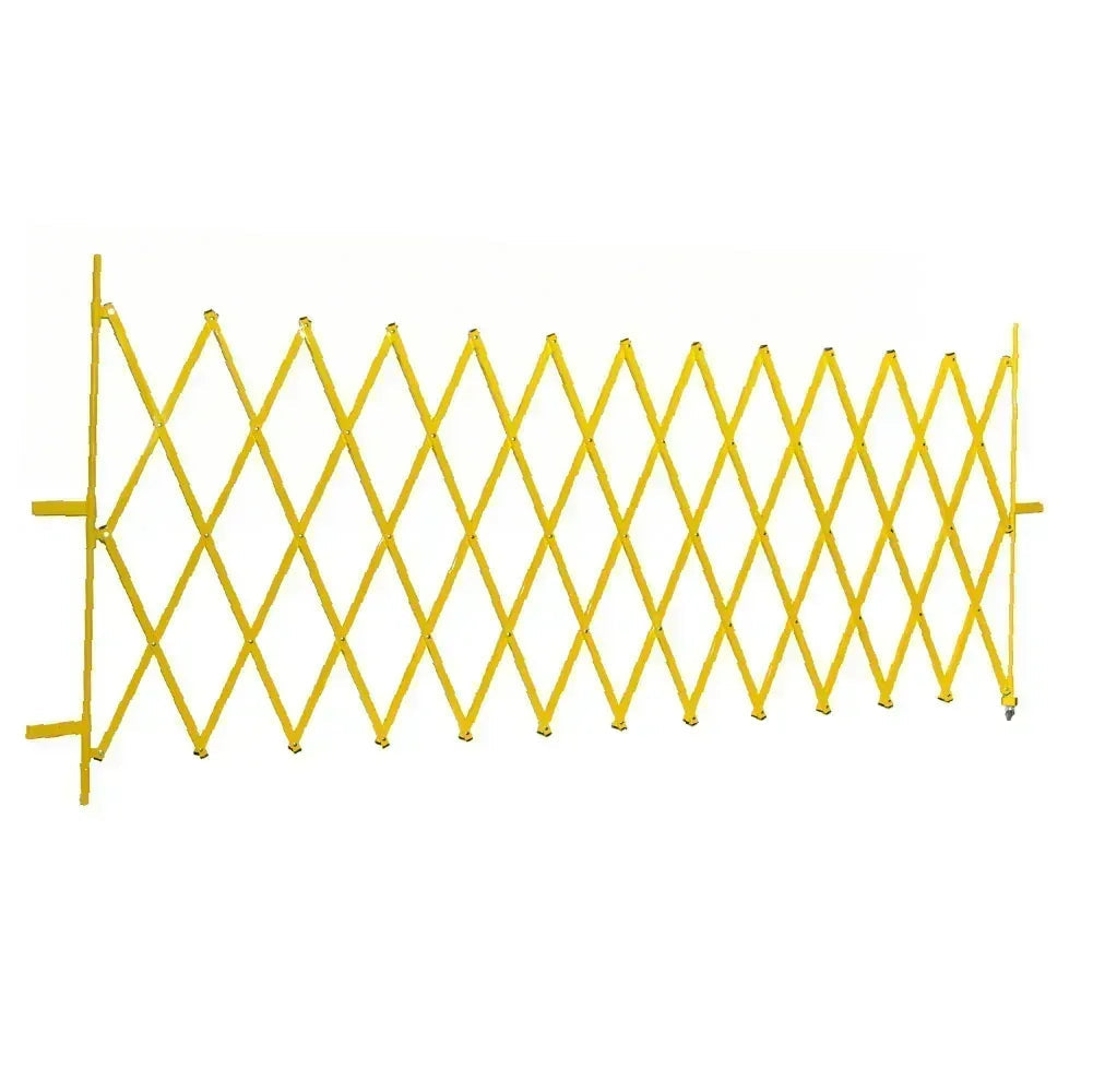 Yellow expandable barrier adjustable scissor gate barrier available for Pedestrian Barrier Rental as well