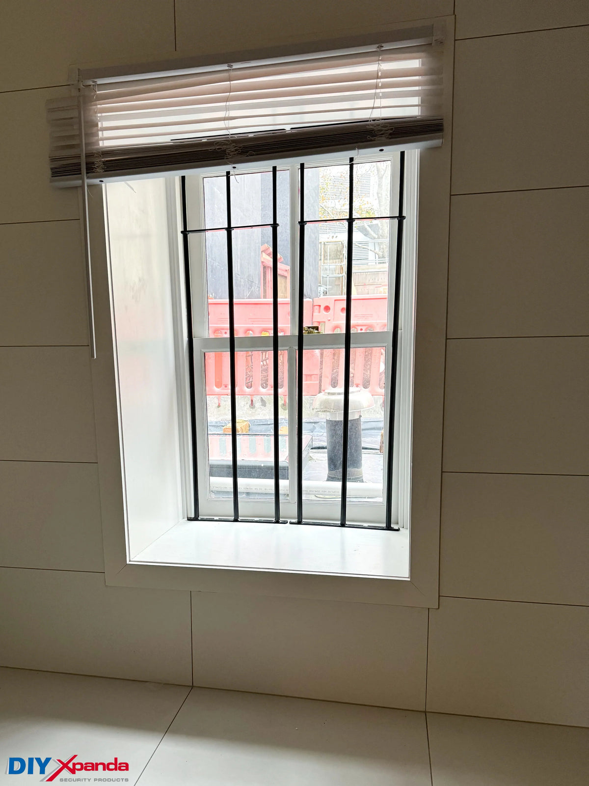Extendable window bars with 3 round steel security bars for residential window protection
