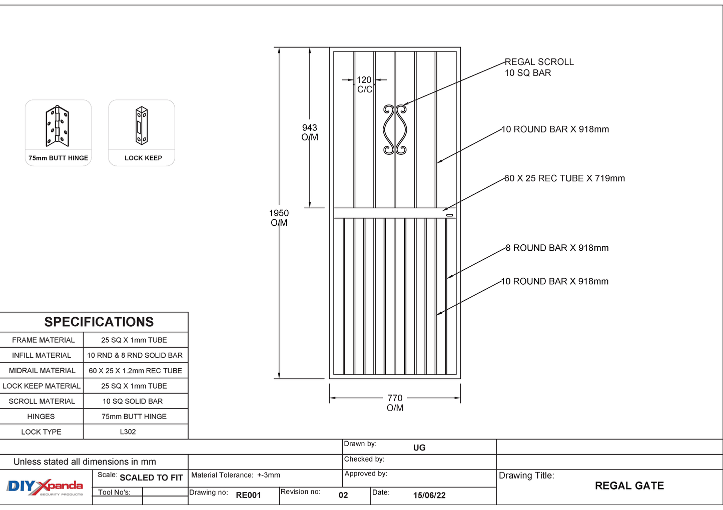 Regal Metal Security Gate 770mm (W) 1950mm (H) - Commercial, Gates, metal security gate, Residential - DIY XPANDA