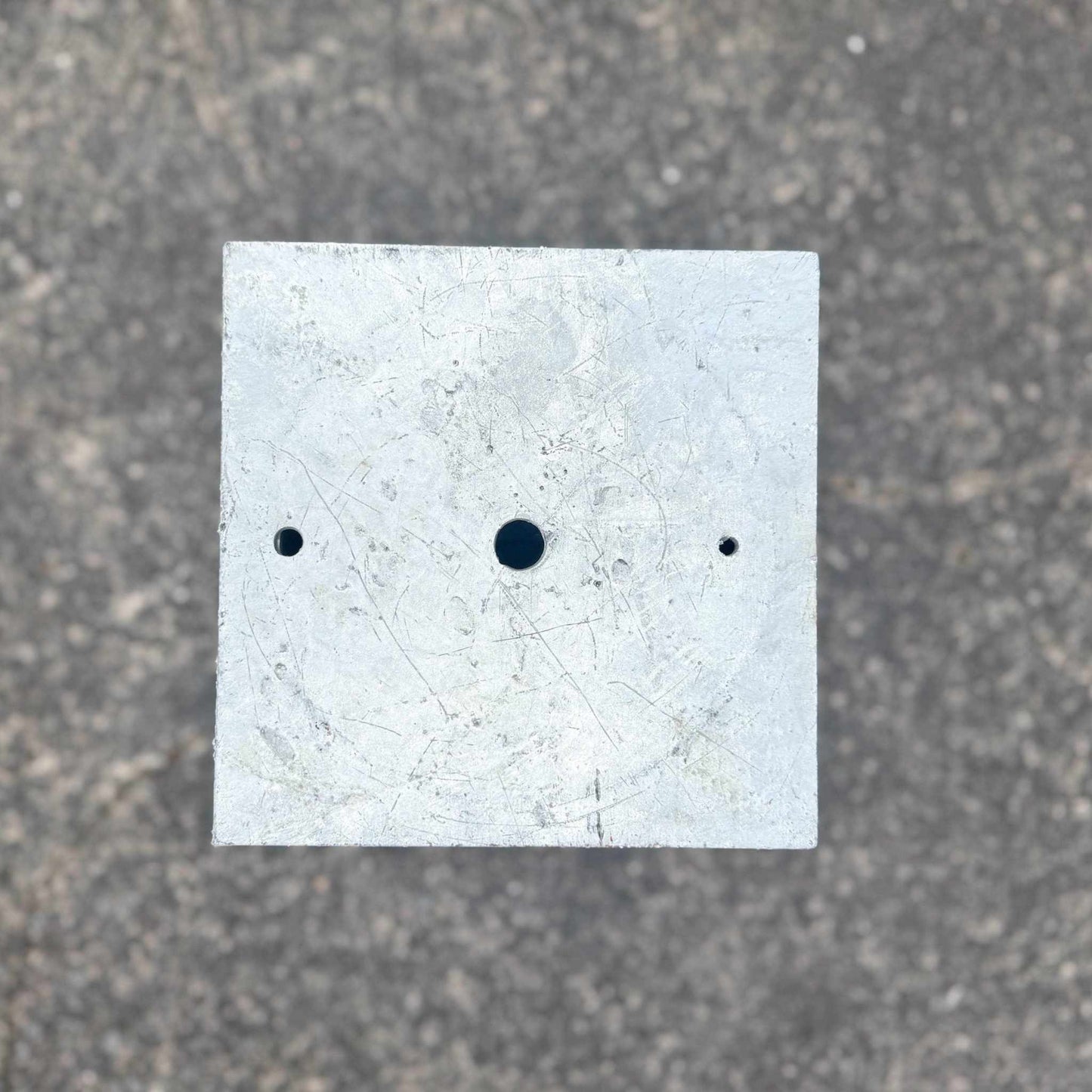 Removable bollard base housing with galvanised round plate for concrete installation