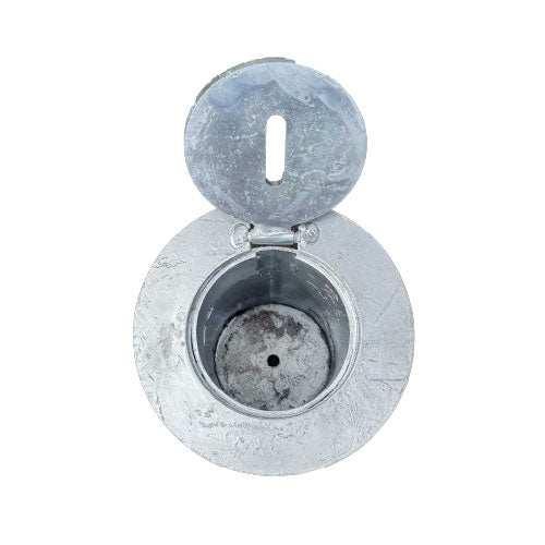 Removable bollard base housing with galvanised round plate for concrete installation