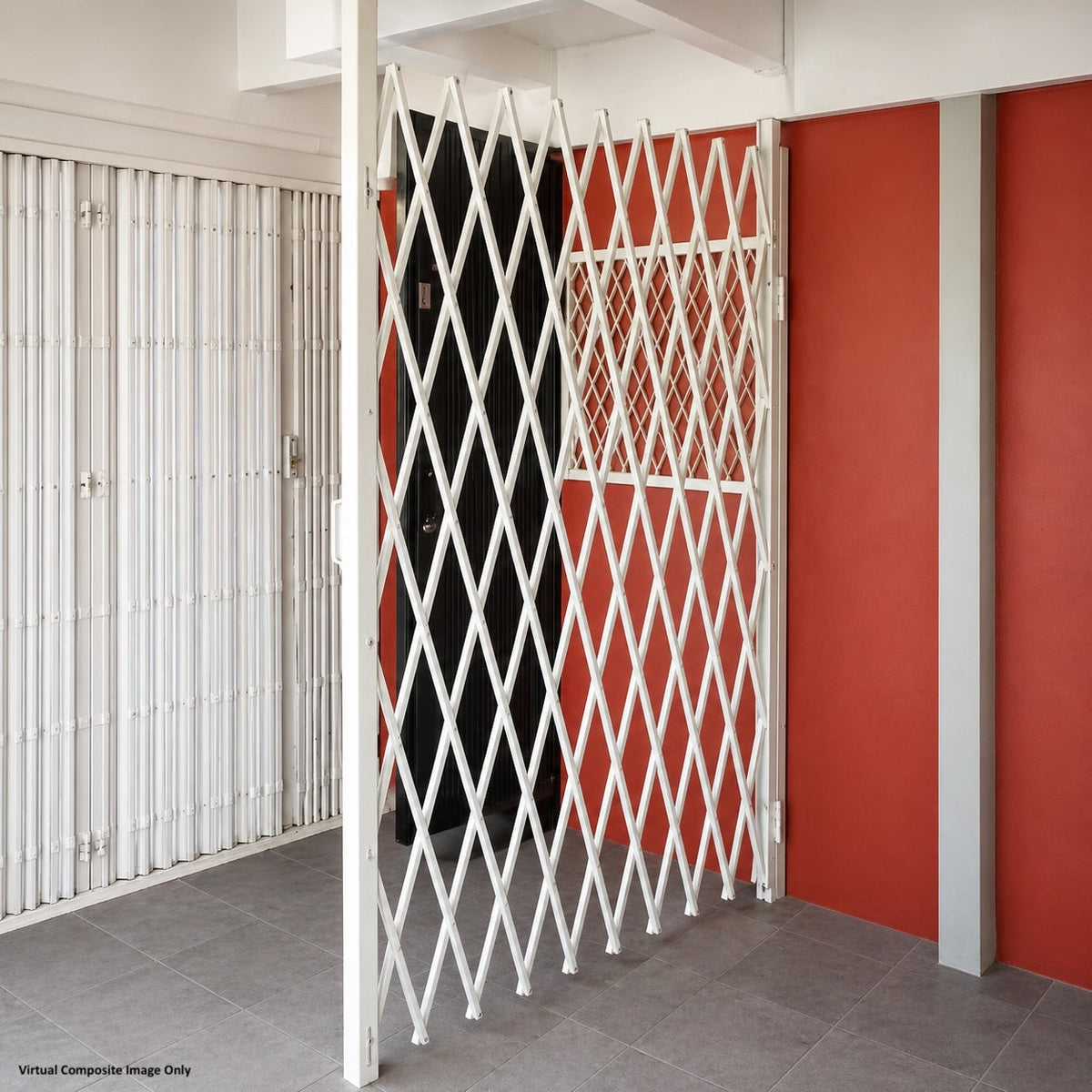 Saftidor retractable security grille installed on residential doorway