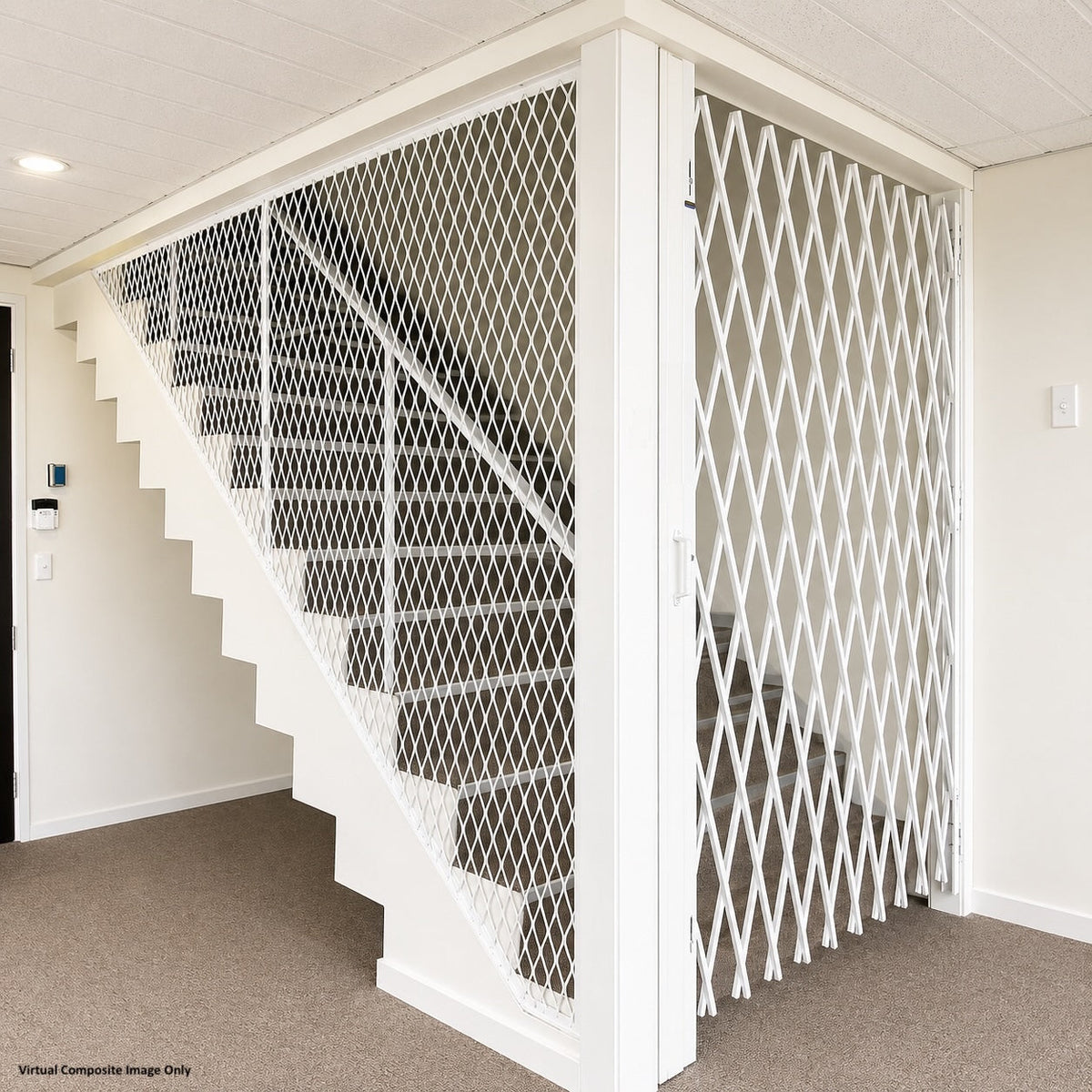 Saftidor retractable security grille installed on residential doorway