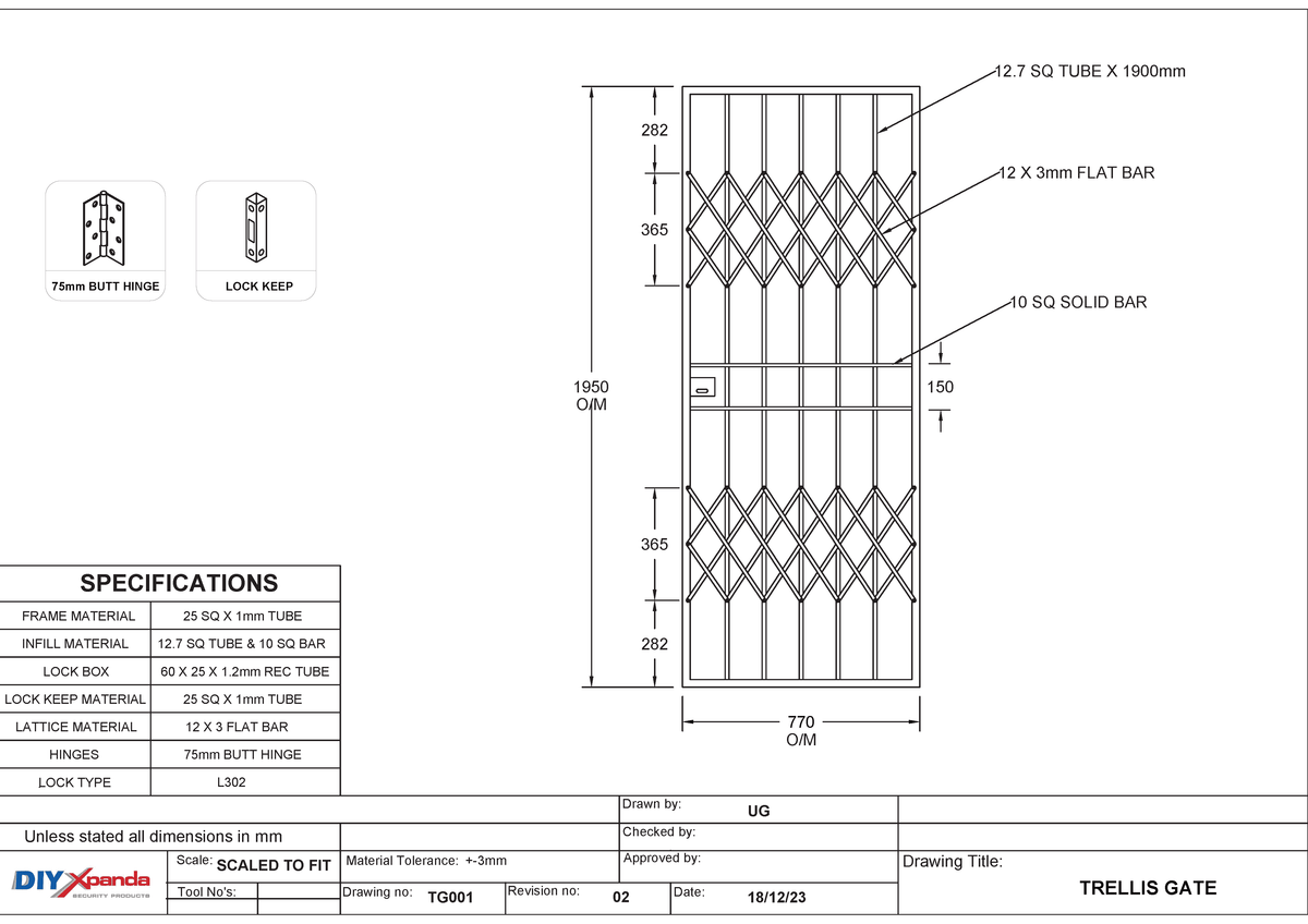 Trellis style steel security gate with decorative design for residential entrances