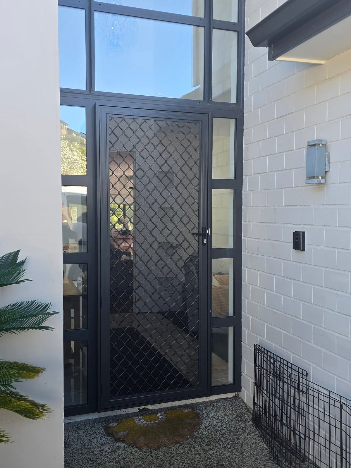 Amplimesh security screen installed on residential doorway