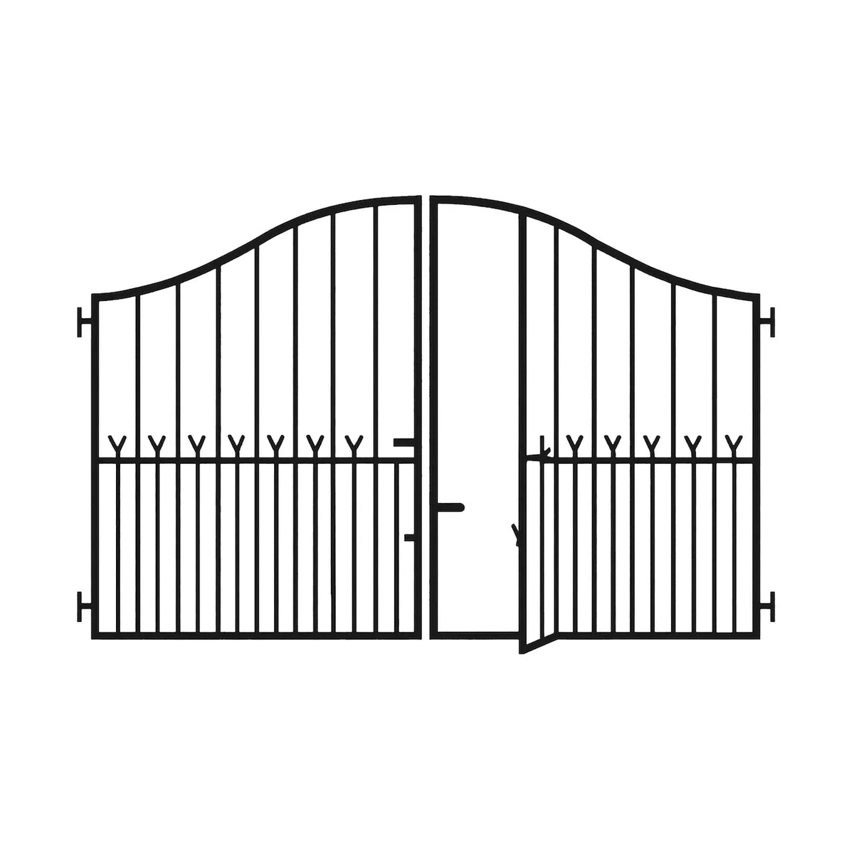 Induna steel driveway gate with built-in pedestrian access door
