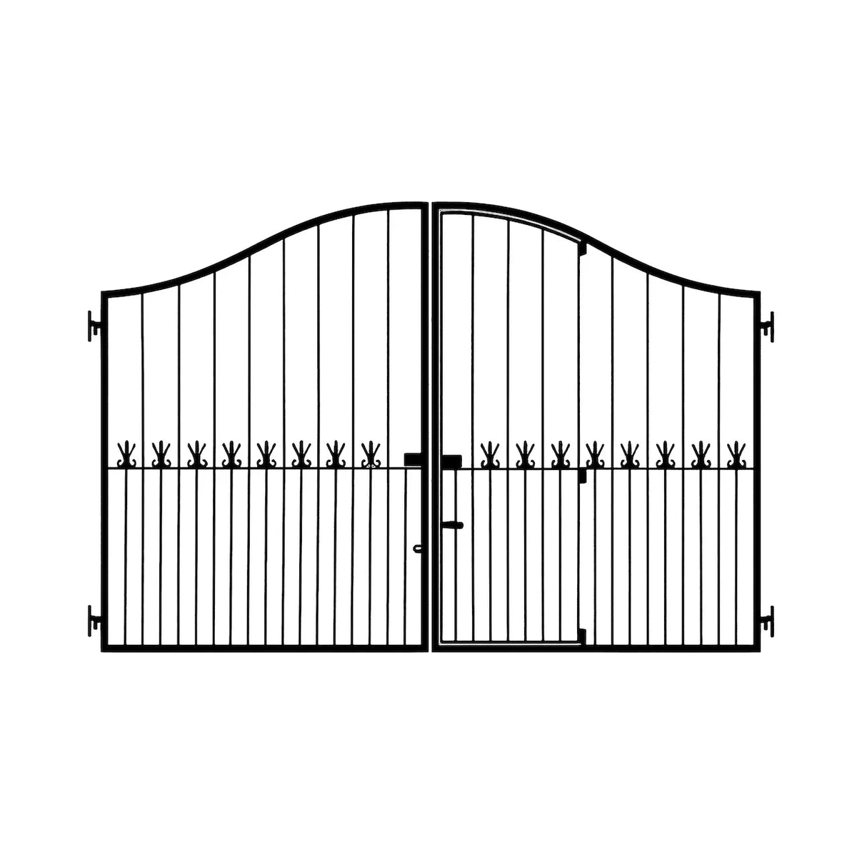 Induna steel driveway gate with built-in pedestrian access door
