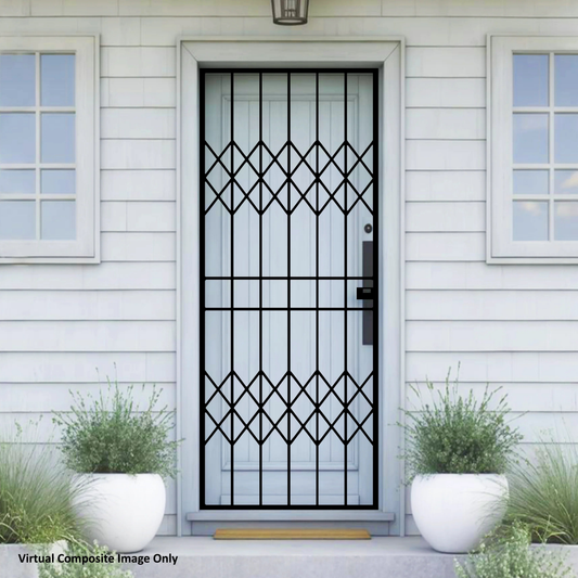Trellis style steel security gate with decorative design for residential entrances