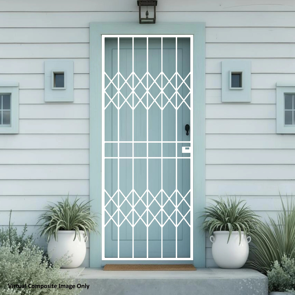 Trellis style steel security gate with decorative design for residential entrances