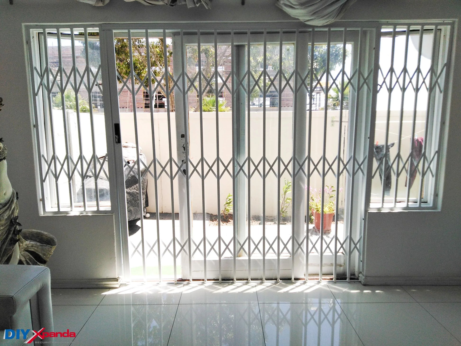 Aluglide Retractable Security Gate 2200mm Wide x 2150mm High (B) - Commercial, Doors, Gates, Residential, Retractable Security Gate - White DIY XPANDA
