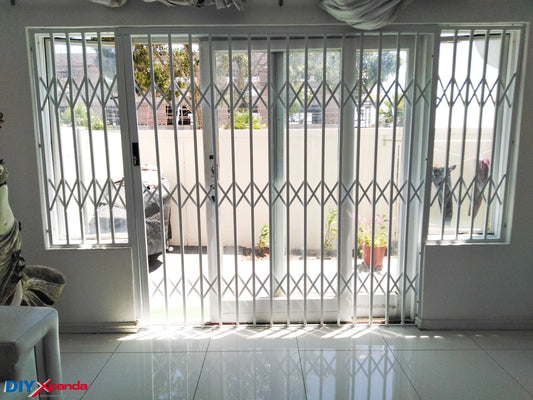 Aluglide Retractable Security Gate 2200mm Wide x 2150mm High (B) - Commercial, Doors, Gates, Residential, Retractable Security Gate - White DIY XPANDA