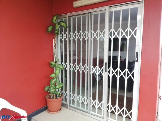 Aluglide Retractable Security Gate 2200mm Wide x 2150mm High (B) - Commercial, Doors, Gates, Residential, Retractable Security Gate - White DIY XPANDA