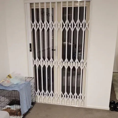 Aluglide Retractable Security Gate 1500mm Wide x 2150mm High (A) - Commercial, Doors, Gates, Residential, Retractable Security Gate - White DIY XPANDA