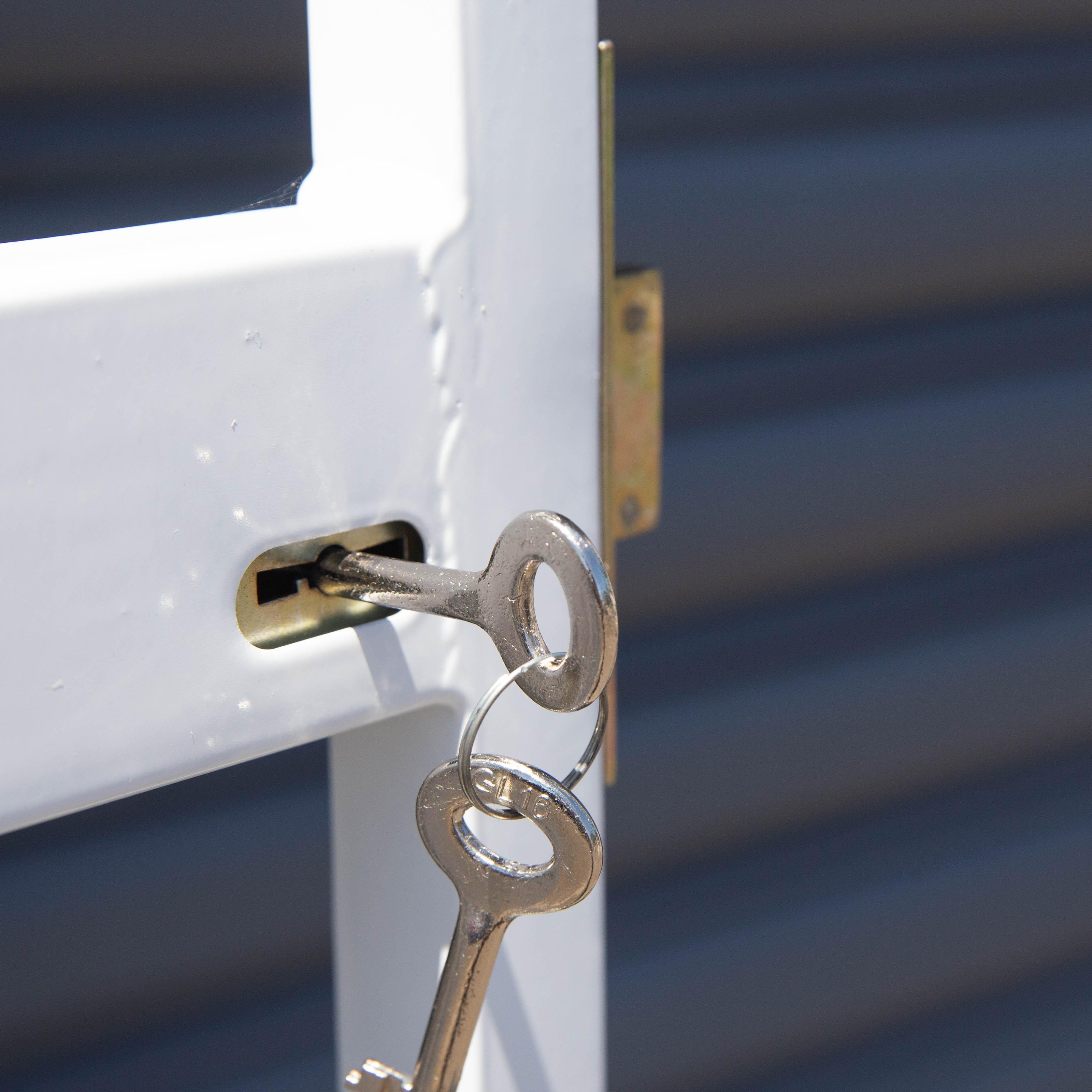 Valor Steel Security Gate 770mm wide x 1950mm High (Ref 34) - Commercial, Gates, metal security gate, Residential - White DIY XPANDA