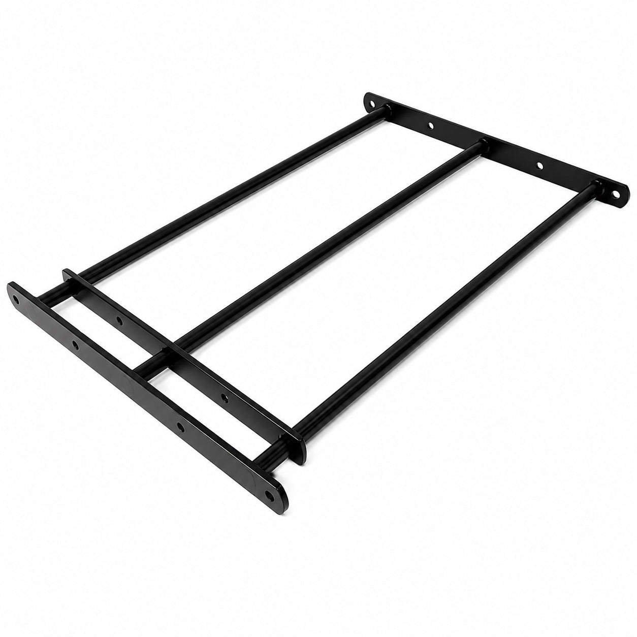Black extendable steel window bars.