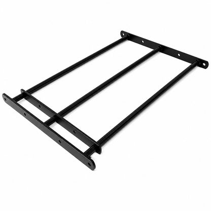 Black extendable steel window bars.