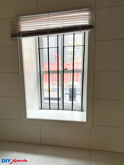 Extendable Window Bars | 3 Round Bars | 900-1650mm Wide x 340mm High (B) - Commercial, Residential, Window Bars, Windows - Black DIY XPANDA