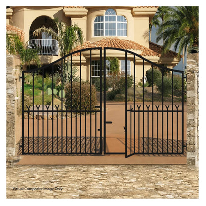 Induna steel driveway gate with built-in pedestrian access door