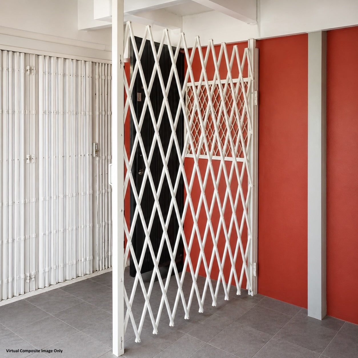 Saftidor retractable security grille installed on residential doorway