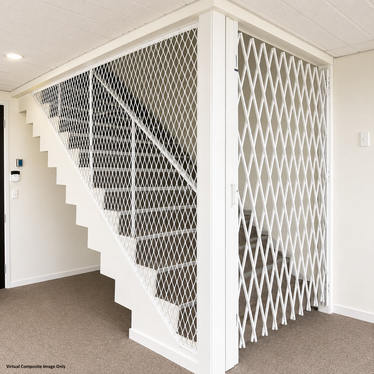 Saftidor retractable security grille installed on residential doorway